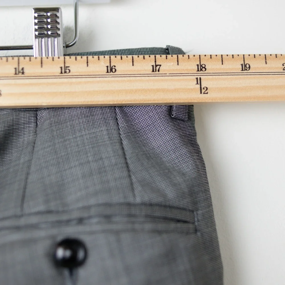 Ted Baker London Jay CT Wool Dress Pants Mens 35L Gray Micro Check Italian